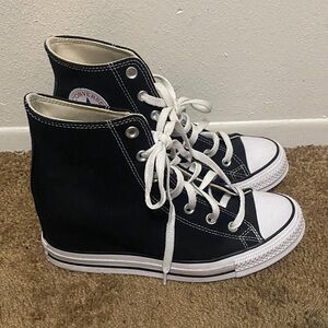 Converse Black and White High-Top Wedge Sneakers